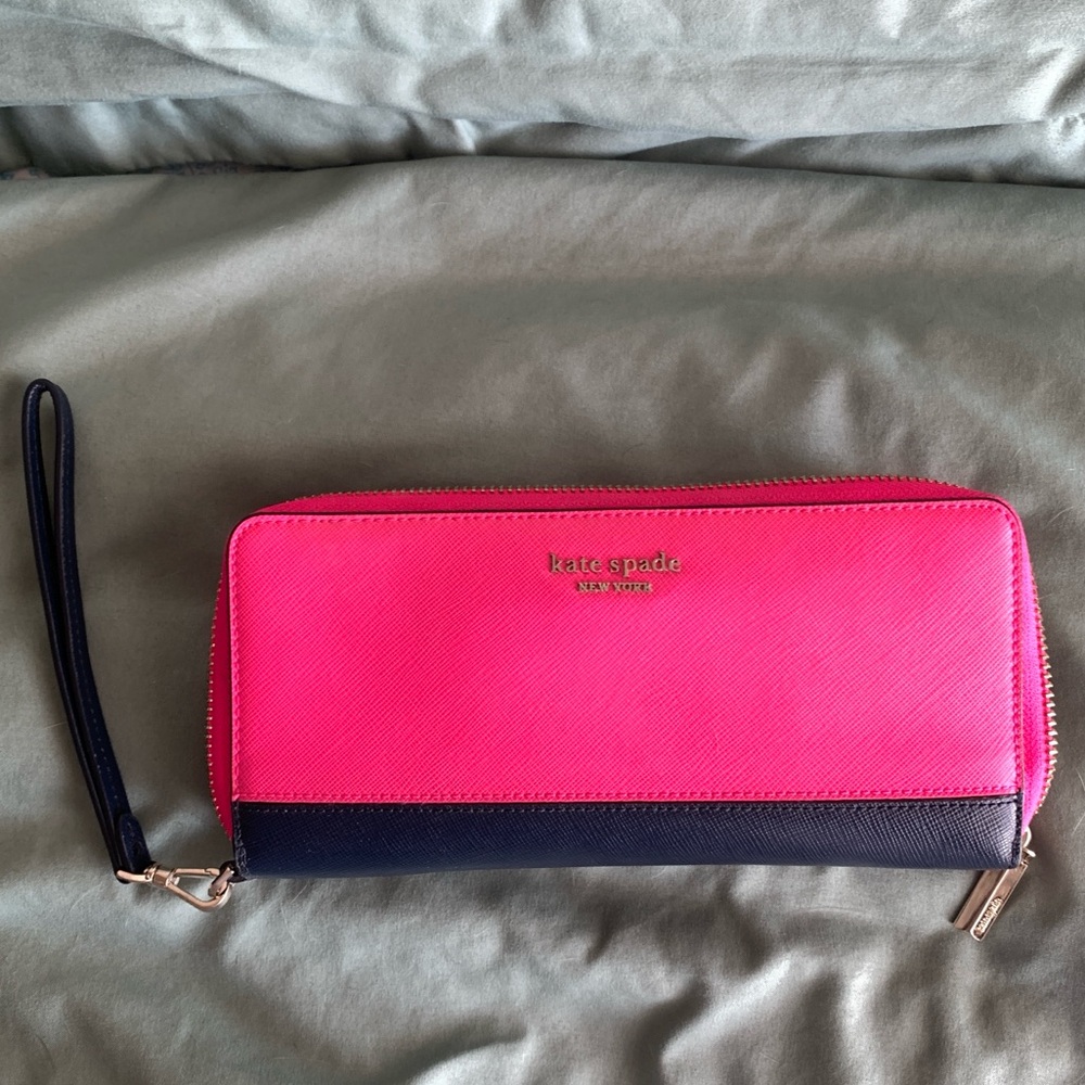 Pink and Navy Zip Wallet - Kate Spade